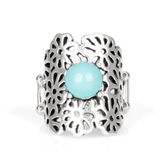 Paparazzi Flower Shower Blue Ring. New with tags turquoise stone - Picture 1 of 3